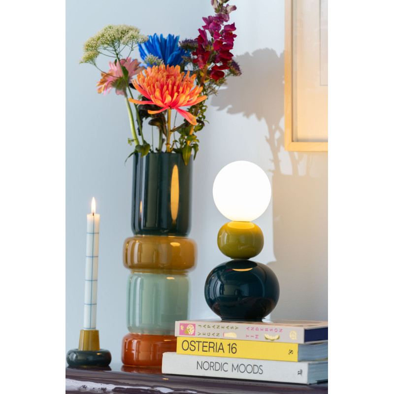 Lampe à poser bleu pétrole et vert olive céramique Ø10x26 cm Firenze Pellet Leitmotiv - 2