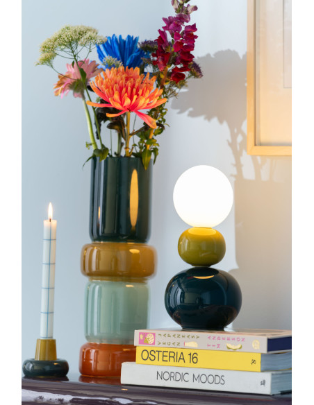 Lampe à poser bleu pétrole et vert olive céramique Ø10x26 cm Firenze Pellet Leitmotiv - 2
