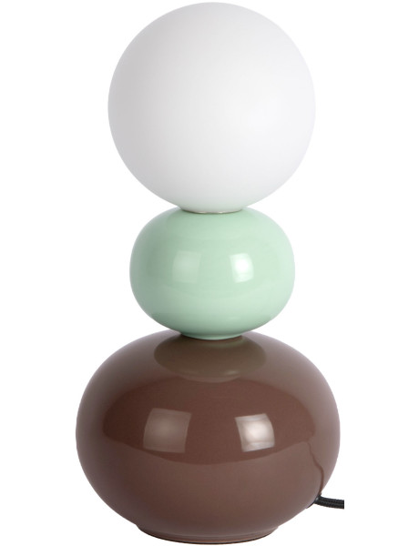 Lampe à poser céramique brun chocolat et vert sauge Ø10x26 cm Firenze Pellet Leitmotiv - 1