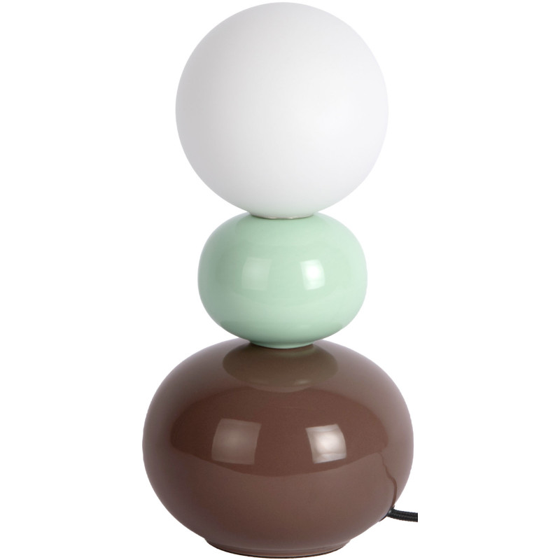 Lampe à poser céramique brun chocolat et vert sauge Ø10x26 cm Firenze Pellet Leitmotiv - 1
