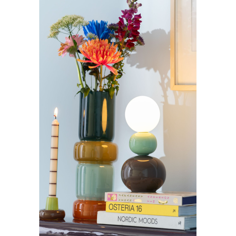 Lampe à poser céramique brun chocolat et vert sauge Ø10x26 cm Firenze Pellet Leitmotiv - 2