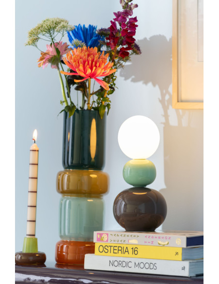 Lampe à poser céramique brun chocolat et vert sauge Ø10x26 cm Firenze Pellet Leitmotiv - 2