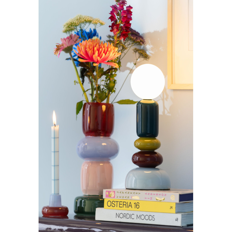 Lampe à poser céramique bleu pétrole et bordeaux Ø13x34 cm Burano Leitmotiv - 2