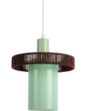 Suspension verre vert sauge et corde coton chocolat Ø25 cm Firenze