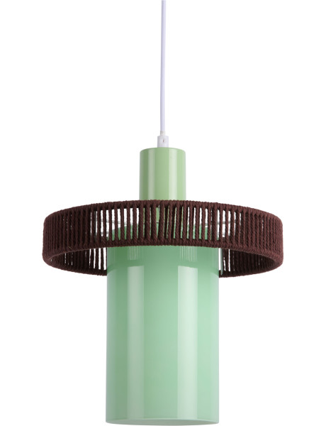 Suspension verre vert sauge et corde coton chocolat Ø25 cm Firenze Leitmotiv - 1