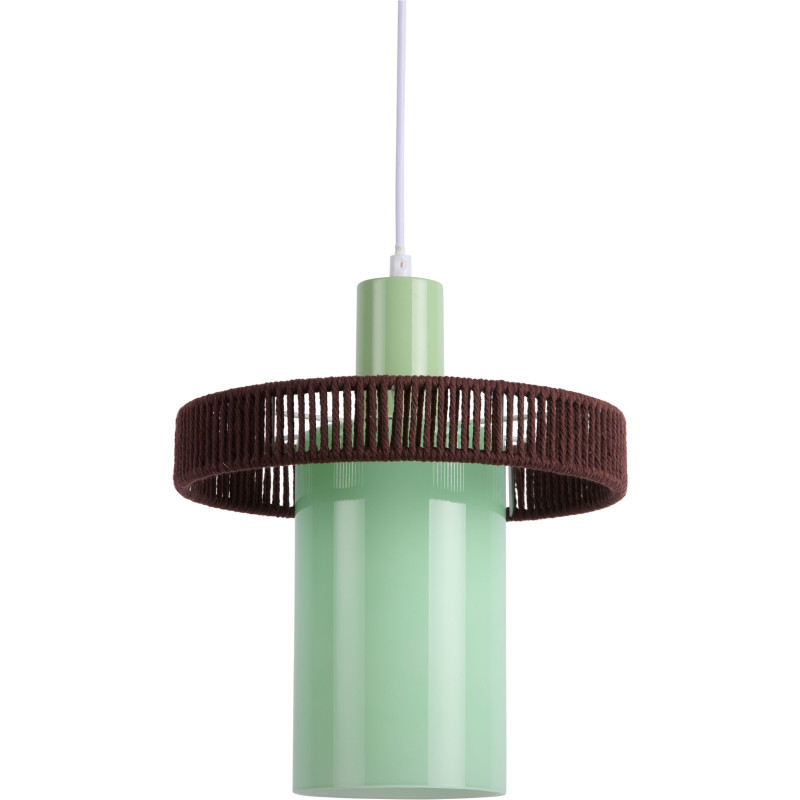 Suspension verre vert sauge et corde coton chocolat Ø25 cm Firenze Leitmotiv - 1