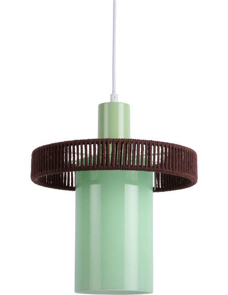 Suspension verre vert sauge et corde coton chocolat Ø25 cm Firenze Leitmotiv - 1