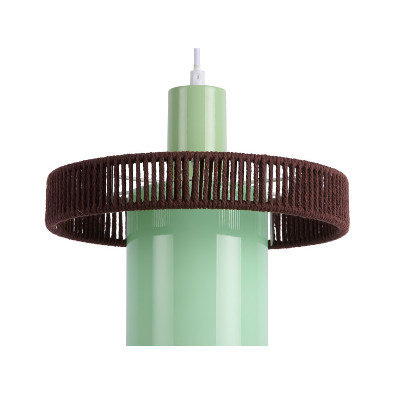 Suspension verre vert sauge et corde coton chocolat Ø25 cm Firenze Leitmotiv - 2