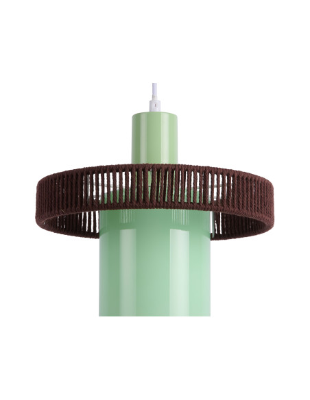 Suspension verre vert sauge et corde coton chocolat Ø25 cm Firenze Leitmotiv - 2
