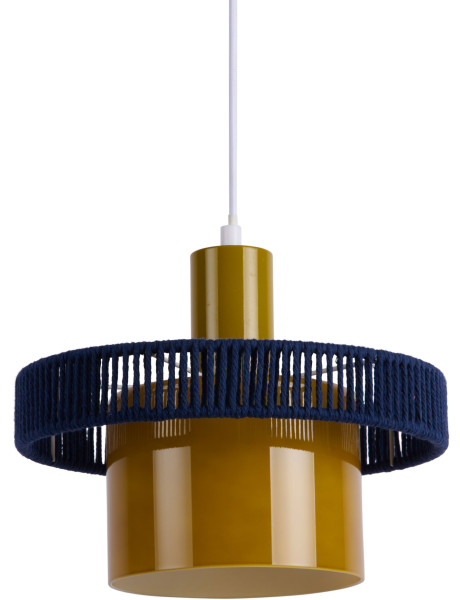 Suspension en verre et coton vert olive bleu nuit Ø25 cm Firenze Leitmotiv - 1