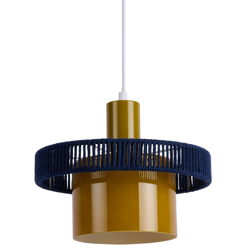 Suspension en verre et coton vert olive bleu nuit Ø25 cm Firenze Leitmotiv - 1