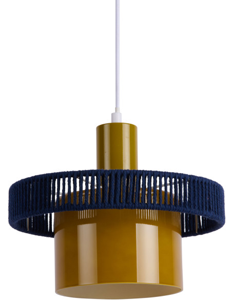 Suspension en verre et coton vert olive bleu nuit Ø25 cm Firenze Leitmotiv - 1