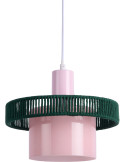 Suspension en verre rose poudré et vert sapin Ø25 cm Firenze