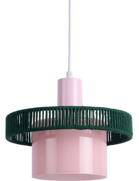 Suspension en verre rose poudré et vert sapin Ø25 cm Firenze Leitmotiv - 1