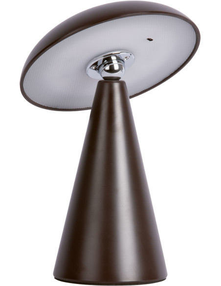 Lampe champignon LED rechargeable marron chocolat en mélamine 21 cm Phoebe Leitmotiv - 1
