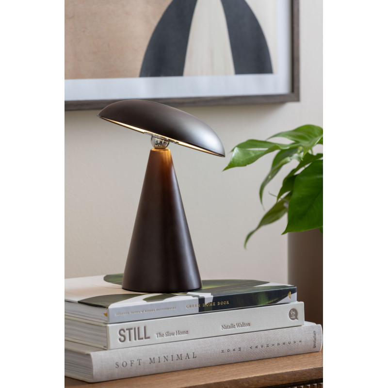Lampe champignon LED rechargeable marron chocolat en mélamine 21 cm Phoebe Leitmotiv - 2