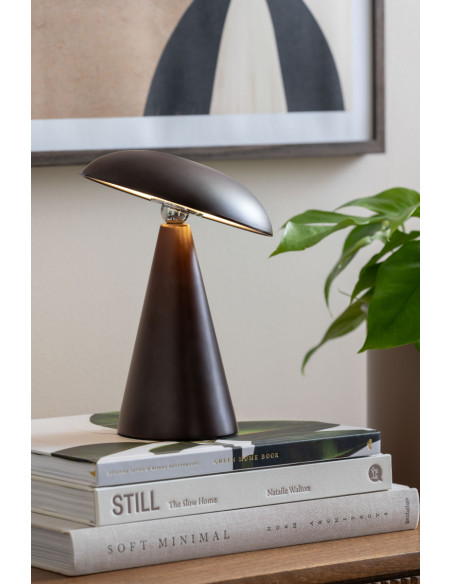 Lampe champignon LED rechargeable marron chocolat en mélamine 21 cm Phoebe Leitmotiv - 2