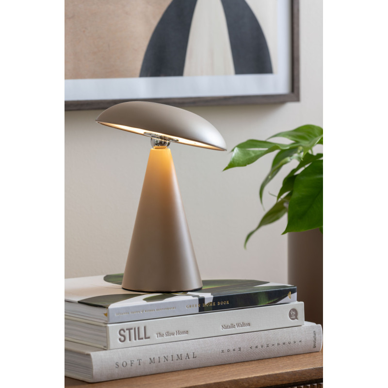 Lampe champignon LED rechargeable taupe 21 cm Phoebe Leitmotiv - 2