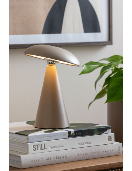 Lampe champignon LED rechargeable taupe 21 cm Phoebe Leitmotiv - 2