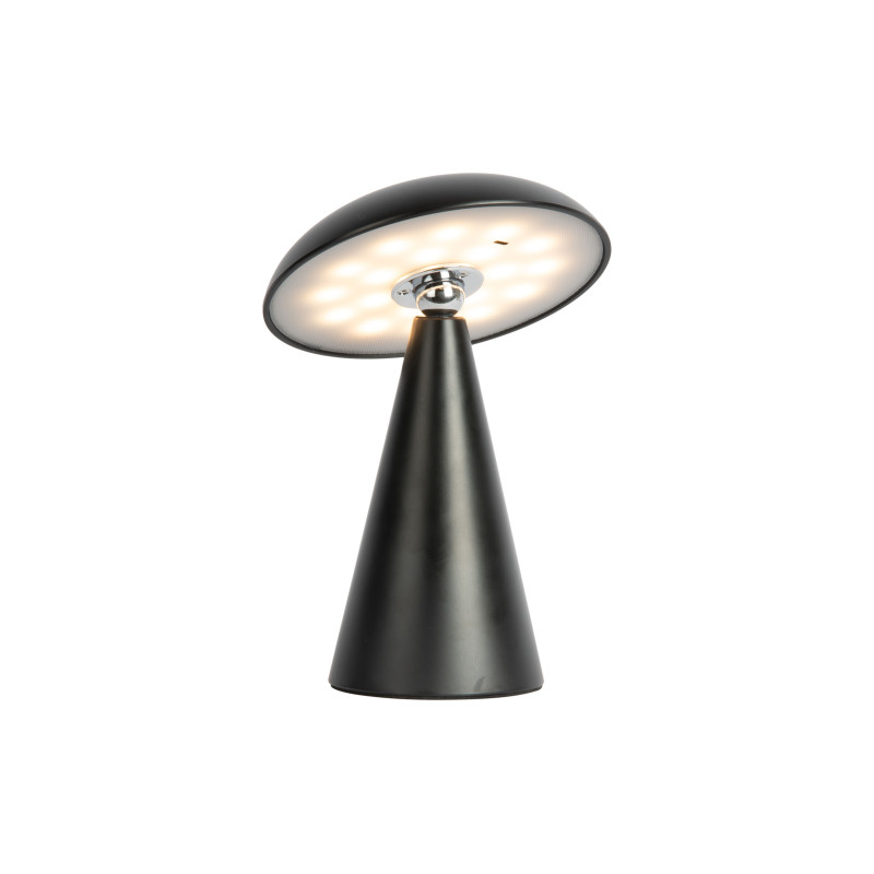 Lampe champignon LED rechargeable noire en mélamine Ø15,5 x H21 cm Phoebe Leitmotiv - 4