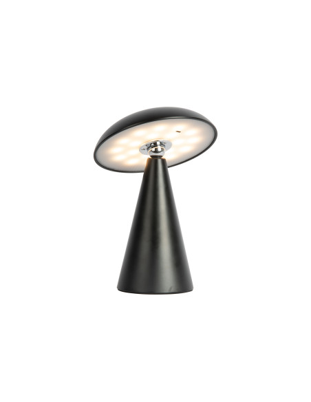 Lampe champignon LED rechargeable noire en mélamine Ø15,5 x H21 cm Phoebe Leitmotiv - 4