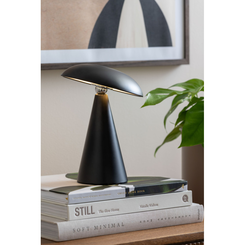 Lampe champignon LED rechargeable noire en mélamine Ø15,5 x H21 cm Phoebe Leitmotiv - 2