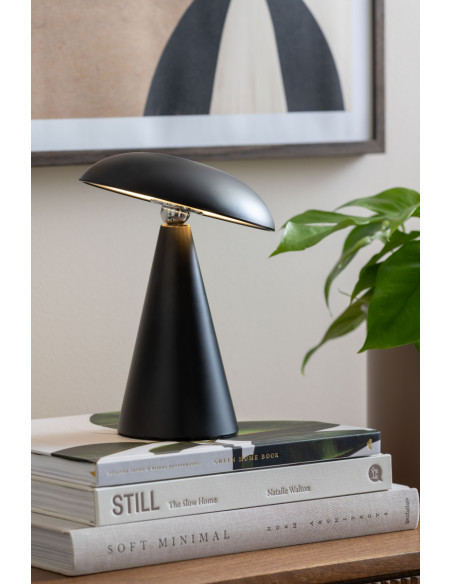 Lampe champignon LED rechargeable noire en mélamine Ø15,5 x H21 cm Phoebe Leitmotiv - 2