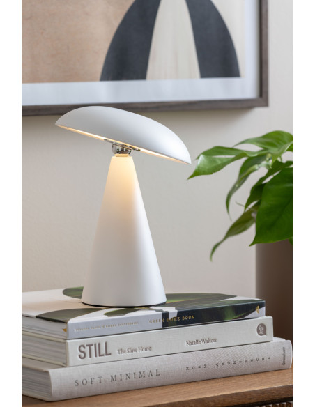 Lampe champignon LED rechargeable blanche en mélamine Ø15,5 x H21 cm Phoebe Leitmotiv - 2