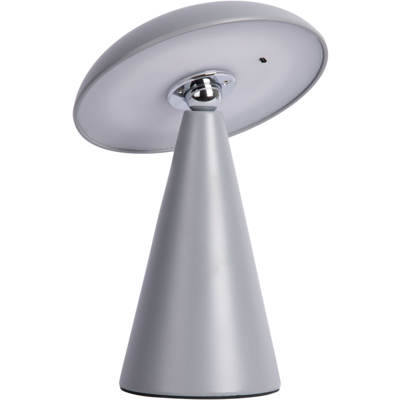 Lampe champignon LED rechargeable gris acier Ø15,5 x H21 cm Phoebe Leitmotiv - 1