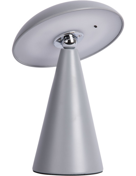 Lampe champignon LED rechargeable gris acier Ø15,5 x H21 cm Phoebe Leitmotiv - 1
