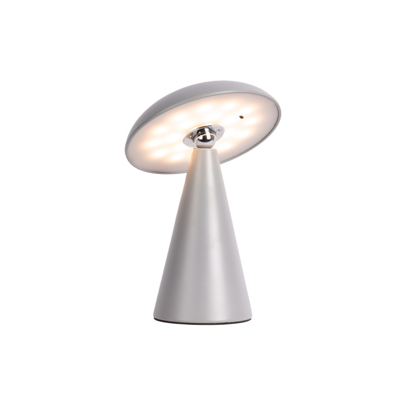 Lampe champignon LED rechargeable gris acier Ø15,5 x H21 cm Phoebe Leitmotiv - 4