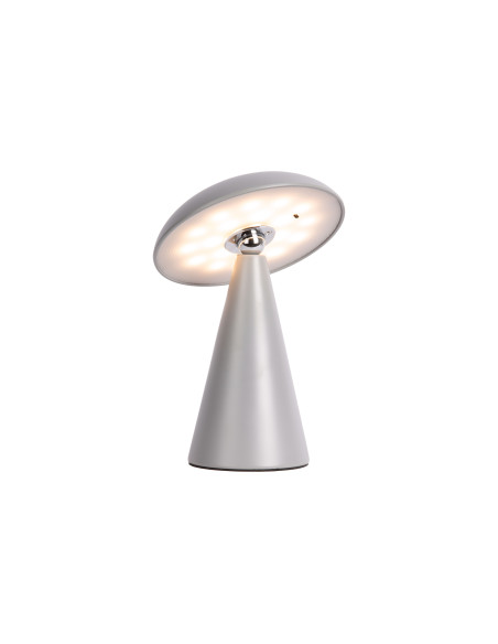 Lampe champignon LED rechargeable gris acier Ø15,5 x H21 cm Phoebe Leitmotiv - 4