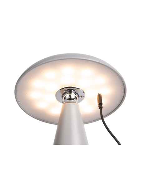 Lampe champignon LED rechargeable gris acier Ø15,5 x H21 cm Phoebe Leitmotiv - 5