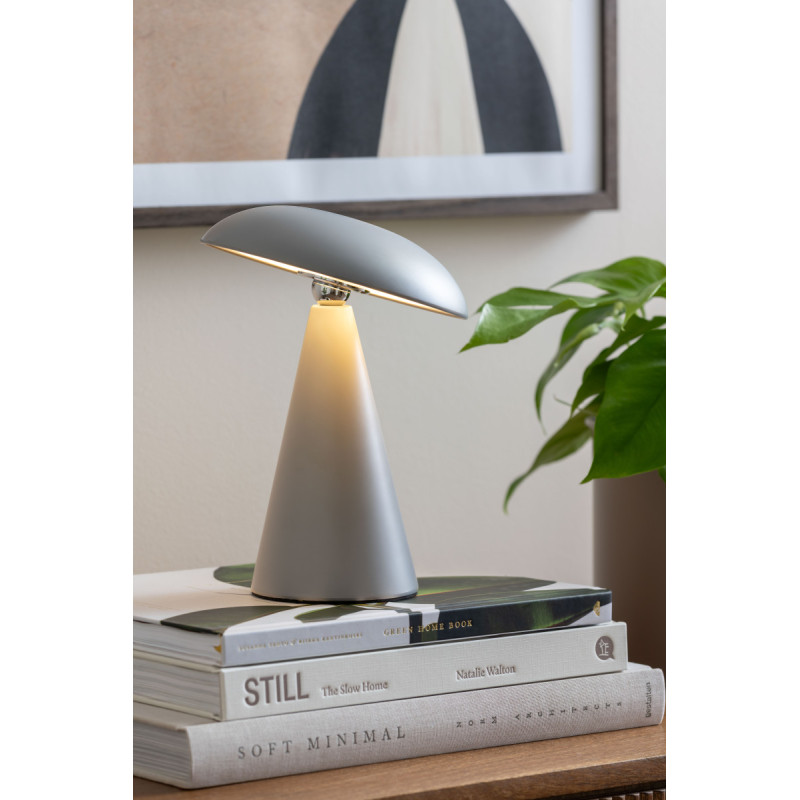 Lampe champignon LED rechargeable gris acier Ø15,5 x H21 cm Phoebe Leitmotiv - 2