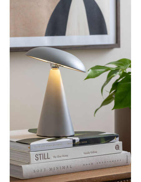 Lampe champignon LED rechargeable gris acier Ø15,5 x H21 cm Phoebe Leitmotiv - 2