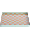 Plateau décoratif carré en métal orange corail et bleu 30x30x2 cm Salerno