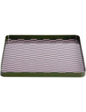 Plateau décoratif carré métal vert olive rose poudré 30x30 cm Salerno