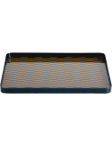 Plateau décoratif en métal bleu pétrole et vert olive 35x25 cm Salerno