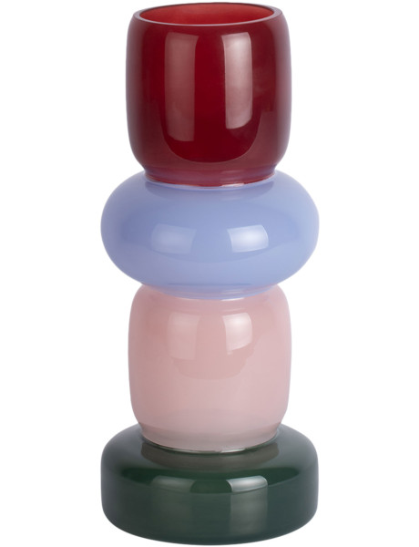 Vase totem en verre bordeaux bleu lavande rose poudré et vert 32 cm Burano Present Time - 1