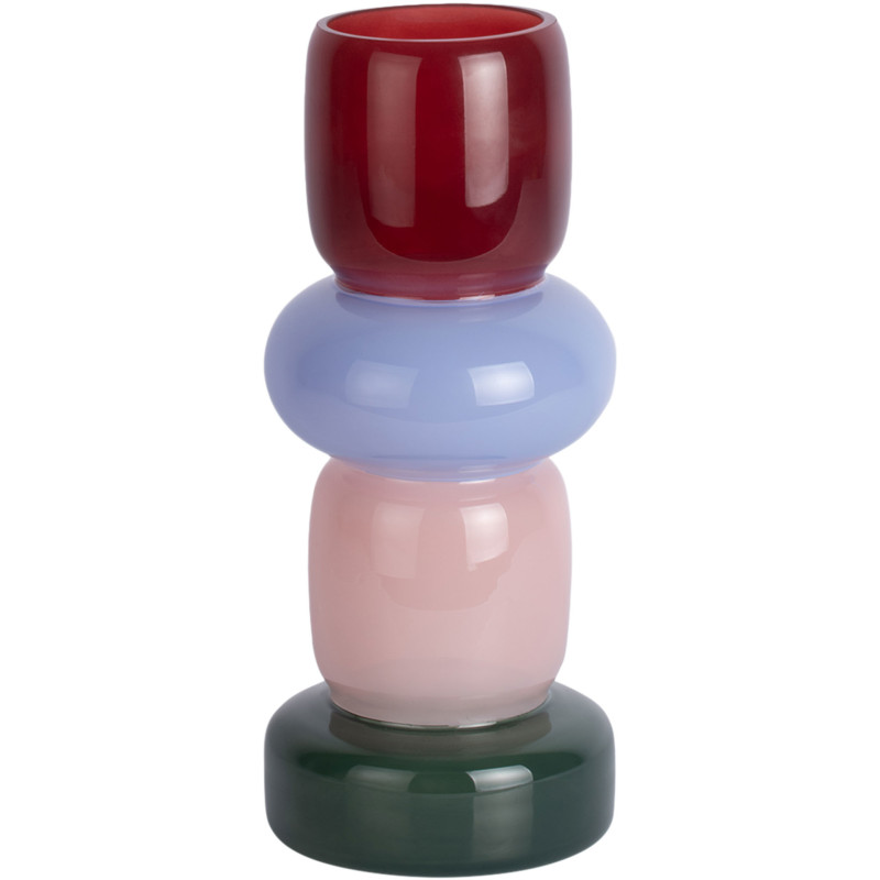 Vase totem en verre bordeaux bleu lavande rose poudré et vert 32 cm Burano Present Time - 1