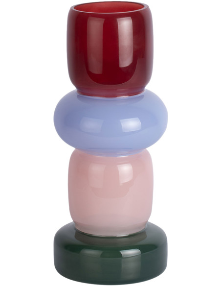 Vase totem en verre bordeaux bleu lavande rose poudré et vert 32 cm Burano Present Time - 1