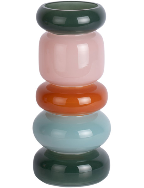 Vase anneaux en verre vert rose terracotta 30 cm Burano Present Time - 1