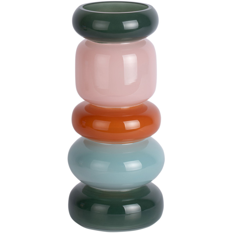 Vase anneaux en verre vert rose terracotta 30 cm Burano Present Time - 1