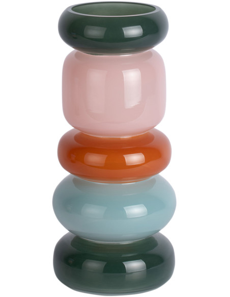 Vase anneaux en verre vert rose terracotta 30 cm Burano Present Time - 1