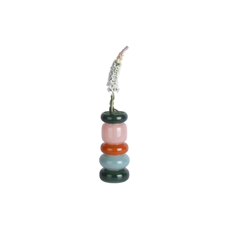 Vase anneaux en verre vert rose terracotta 30 cm Burano Present Time - 2
