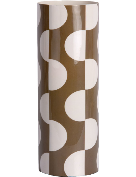 Vase métal graphique moka écru 28 cm Dublin Discs Present Time - 1