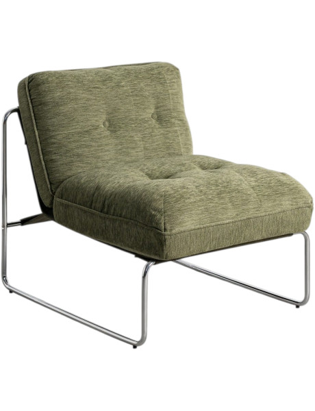 Fauteuil lounge vert olive en tissu polyester et métal 72,5x85x78 cm Orelano Ixia - 1