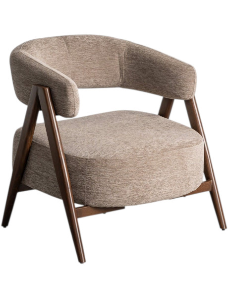 Fauteuil taupe enveloppant en polyester et métal 75x57x73,5 cm Barelino Ixia - 1