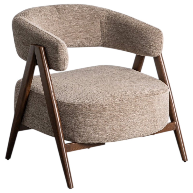 Fauteuil taupe enveloppant en polyester et métal 75x57x73,5 cm Barelino Ixia - 1