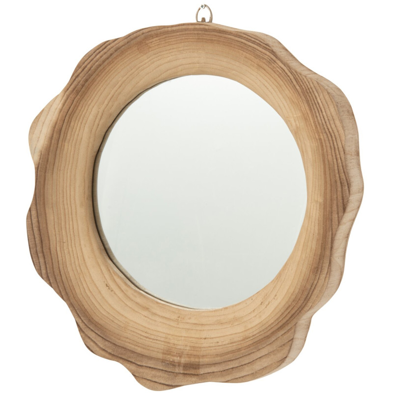 Miroir mural organique bois de paulownia naturel 45x42 cm Harmald J-Line - 1